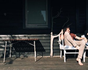 Me in the sun on the patio